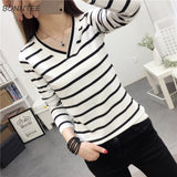 Women Long Sleeve Slim Striped Leisure All-match Korean Style Womens Clothing High Quality Trendy Students Spring