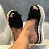 Slippers Summer 2020 Platform Wedges Mid Heels Bow Tie Peep Toe Fashion Slides Beach Outdoor Ladies Shoes Zapatos De
