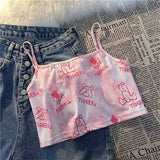 Harajuku Fashion Crop Top Camis Women Japanese Girl Chic Soft Sister Cute Bear ide Outside Wears Thin Short Camisole