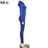 Kliou autumn new women hooded zipper pocket long sleeve tops sporty leggings matching set workout bodycon casual stretchy