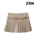 Shorts Skirts for Women, Side Zipper, Mid Waist, Female Skort, Fashion-Outfit