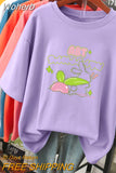 100 Cotton L-5XL Plus Size T Shirt Cartoon Print Tshirt Short Sleeve Women's Top Summer Kawaii Couple O Neck T Shirts-Outfit