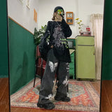 industry American retro streetwear multi-pocket design gradient washed couple loose and versatile cargo pants jeans