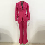 Star Fashion New Lace Splicing Body A Buckle Suit Horn Trouser Set Two