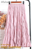 High Waist Solid Color Pleated Skirts Women's Mid-length Casual Skirt For Spring Summer QT1814-Outfit