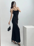 Fashion Women's Dress In Summer French Style Pure Wind Suspender Pleated Micro-Elastic Body-Fitting Hip Dress Fishtail Dress-Outfit
