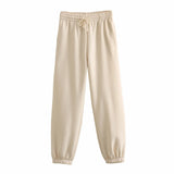New Basic Short Style Sweater 8417803 Elastic Waist Jogging Trousers Set-Outfit
