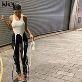 Kliou Ribbons Solid Street Style Tank Tops Women 2021 Summer Casual Sleeveless Sexy Skinny Slim Active Female Simple Hot
