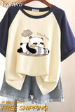 100% Cotton L-3XL T Shirt Plus size Print Tshirt Short Sleeve Patchwork Women Top Summer Couple O Neck Oversize T Shirts-Outfit