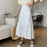 Woherb Splicing Cotton Linen Skirt Literary And Fresh Skirt High Waist Versatile A Line Skirt Casual Skirt-Outfit
