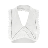 Woherb Summer Women's New Fashion Sexy Slim Hollow Hanging Neck Back Small Vest Woman-Outfit