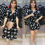 New Korean Summer Chiffon Women Sets Korean Slim Tops And Shorts Female