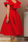 Women White Dresses Party Ruffles O Neck High Waist A Line Pleated Summer Dress Fashion Evening Birthday Gowns 2023 New-Outfit