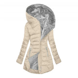 Winter Warm Wool Collar Cotton Clothes Women Zipper Long Sleeves Cotton Coat Hooded