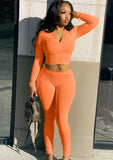 Casual Zip Hoody Cropped 2 Piece Tracksuits