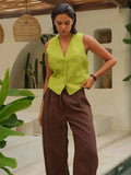 And Linen Vest Vest 2024 Summer New Female Temperament Leisure Sleeveless Single-Breasted Vest Jacket-Outfit