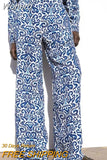 2023 Women Summer Wide Leg Pants Fashion Vintage Print Elastic waist Female Elegant Street Pant Trousers Clothing-Outfit