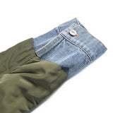 Winter Casual Denim Patch Ruched Long Sleeve Padded