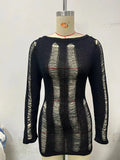 Woherb Sleeve Hollow Out Back Dress Sexy Tight Hollowed Out The New 2024 Spring / Summer Women's Dress-Outfit