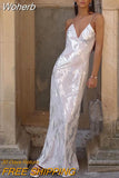 Satin Printed Women's Chain Sling Maxi Dress Sexy V-necked Off Back Sleveless Vestidos 2023 Summer Lady Party Chic Robes-Outfit