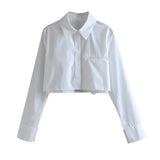 Women Fashion Loose Cropped Shirts Vintage Long Sleeve Front Button Female Blouses Blusas Chic Tops-Outfit