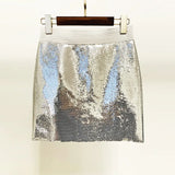 Fashion Personality BLING BLING Shiny Squin Short Suit Half-Swear Set
