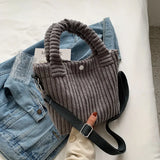 Fashion Corduroy Women's Bag 2022 Trend New Handbags Niche Versatile Bucket Shoulder Bags Female Nylon Button Crossbody