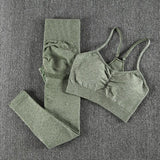 Seamless Gym Two Piece Set Women High Stretchy Tracksuit Women Sports High Waist Leggings Workout Pants Sets