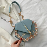 Chain Tassel Women's Bag Summer PU Leather Shoulder Bag Fashion Pearl Lace Crossbody Bags for Womn 2022 Luxury Design