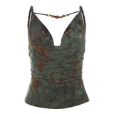 Woherb Summer New Women's Street Fashion Sexy Sling Crop Print Small Vest Woman-Outfit