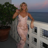 sexy Y2K Clothes Floral Print Sleeveless Backless Bodycon Maxi Dresses For Women 2024 Club Birthday Party Elegant Dress-Outfit