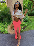 Kliou Pleated Woven Skirt For Women Harajuku Sexy Oversized Casual Clothing Irregular Shape Side Lace Casualwear Female