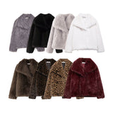 Autumn New Women's Temperament Collar Artificial Leather Effect Short Coat