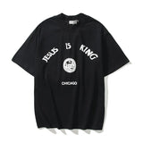 West Kids See Ghosts Oversize Men T Shirt Tour Commemorative Printed Retro Loose Harajuku Crew Neck Short Sleeve