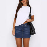 TUME Slim Elastic Denim Skirt-Outfit