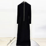 Star Fashion Diamond-Tender Button Deep V Suit Collar Open Fork Dress Dress Long