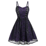 Gothic Black Dress Plus Size Halloween Lace Mesh Patchwork Sleeveless Camisole Party Dress Casual Women Elegant