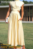 Waist Y2k Sexy Women Dress Summer 2023 Elegant Sleeveless A-line Long Dresses Women Vintage Hollow Casual Dress Robes 25544-Outfit