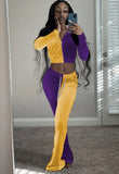 Winter Contrast Color Velour Zipper