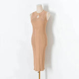 New Vintage High-Grade Ice-Sensitive Silk Sleeveless Slim And Medium-Length Knitted Dress With Bottomed Underwear-Outfit