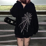 Hip Hop Streetwear Hoodies 2021 Autumn Butterfly Print Oversized Hooded Coat Goth Harajuku Y2k Grunge Punk Zipper