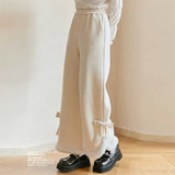Wide Leg Pants Women's Clothing Thicked Corduroy Split Trousers 2022 New Bottoms Sweet Bow Cute Fashion Pantalon