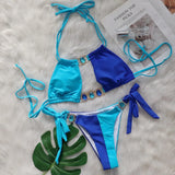 Woherb 2024 New Crystal Diamond Bikini Sexy Quilting Tied With Women's Split