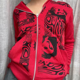 Aesthetic Female Sweatshirts Zip Up Long Sleeve Hoodie Coat Autumn Winter Vintage Harajuku Gothic Grunge Clothes