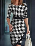 Independent Station Large-Size Women's Dress New Round-Neck Printed Fashion Dress-Outfit