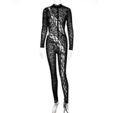 Leopard Patchwork Hollow Out See Through Bandage Sexy Jumpsuit 2021 Fall Winter Women Party Y2K Bright Line