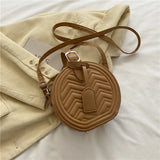 New PU Leather Small Handbag Fashion Texture Messenger Bag Trend Solid Color Single Shoulder Bag Female Portable Small Round