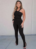 Ribbed Irregular Bodysuit and Pants 2 Piece