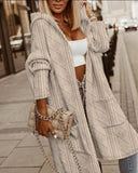 Twisted Texture Hooded Mid-length Trench
