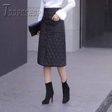 Warm Cotton Women Skirt Plus Size Winter A Line Pocket Female